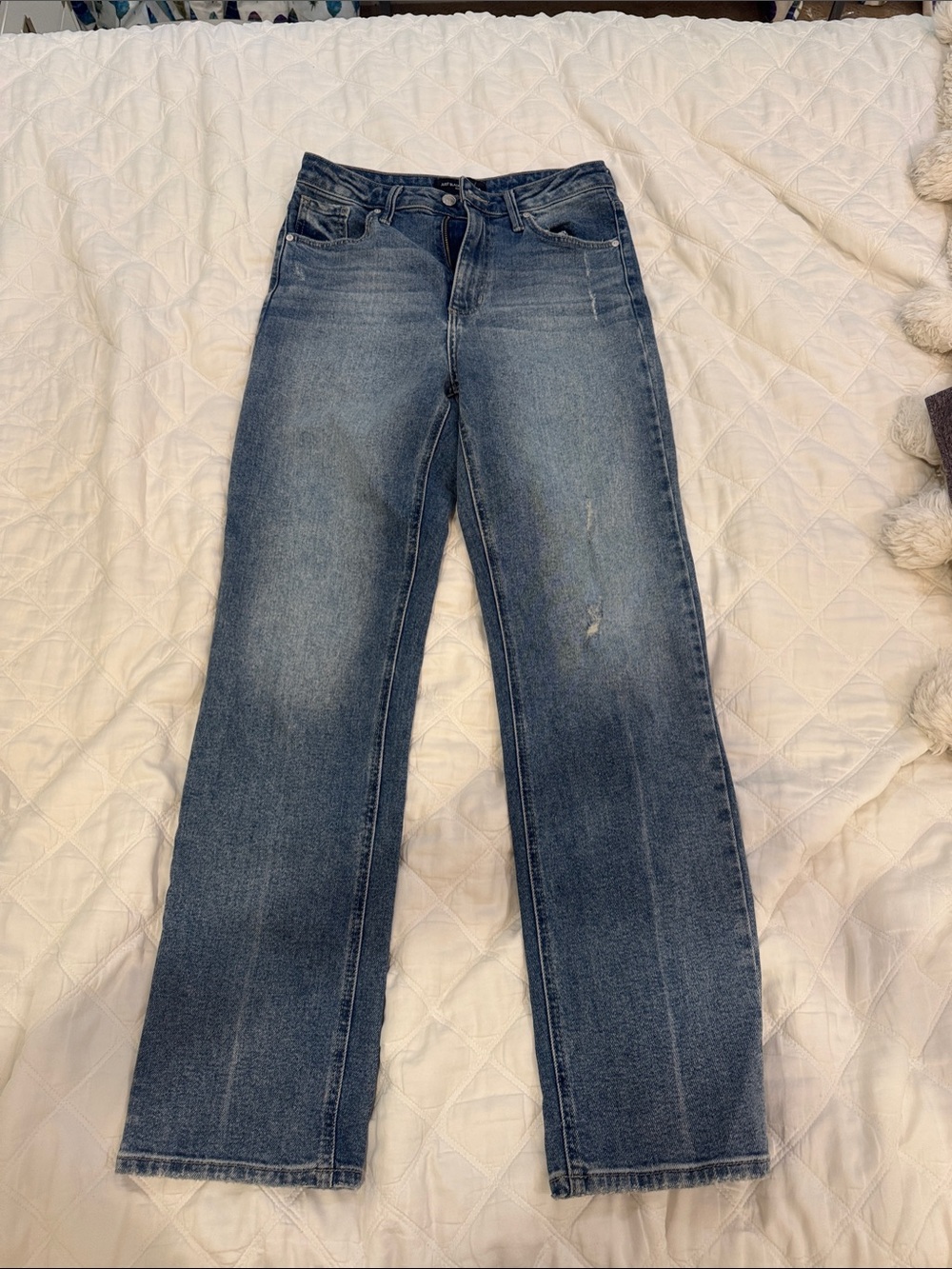 Just Black Vintage-Inspired Straight Leg Jeans in Medium Blue